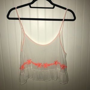 LA HEARTS white and orange crop top